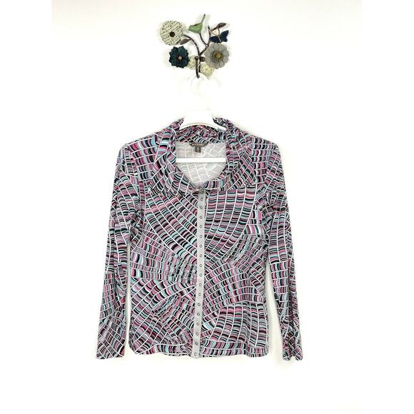 Spanner Women’s Size XS Activewear Jacket Yoga Walking Snap Front Pink Blue Gray - Picture 5 of 11